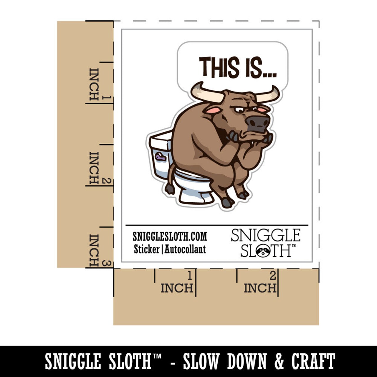 Water Bottle Sticker Set This Is Bull Crap Toilet Humor Funny Cute Waterproof Vinyl Stickers Pack Decal, Skateboard, Laptop, Car, Window, Bumper - 5 Pack